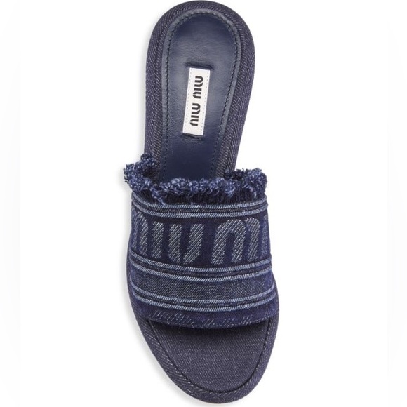 Logo Denim Open-Toe Mules - Picture 4 of 8